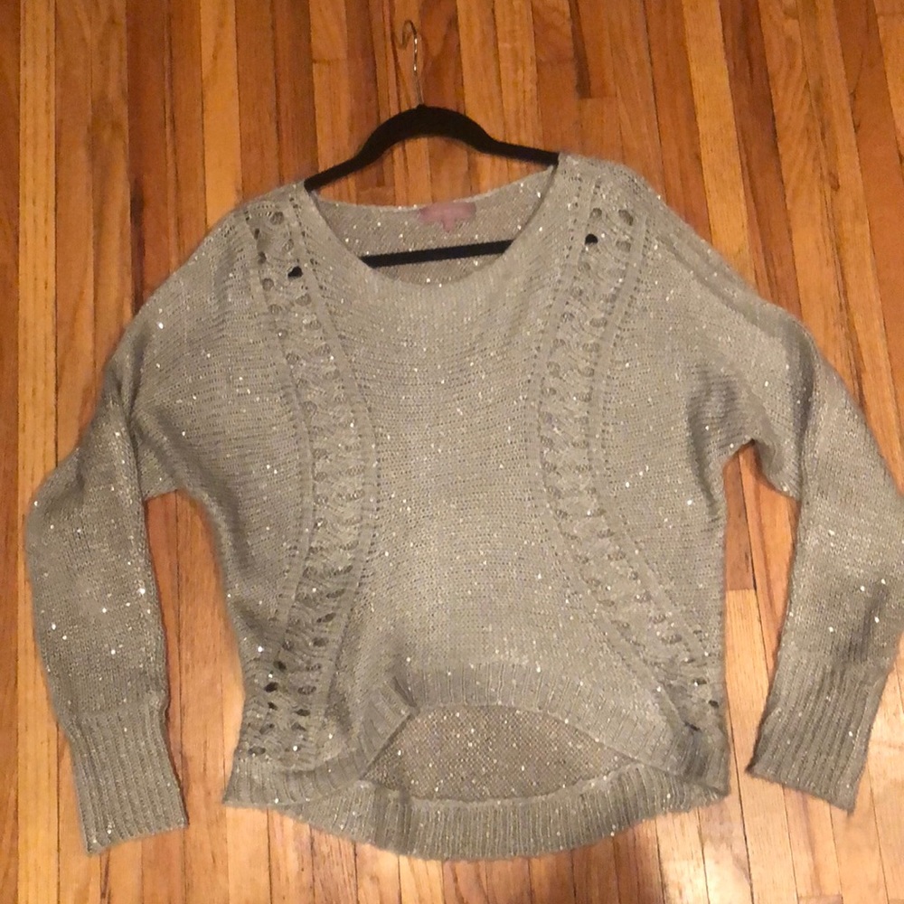 Grey sparkly long sleeve sweater
